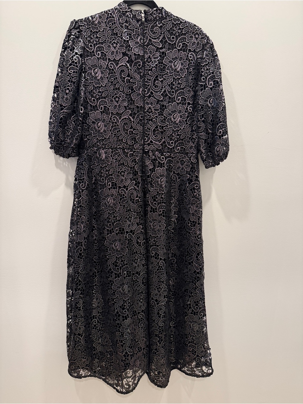 AllSaints Black Floral Lace Midi Dress
